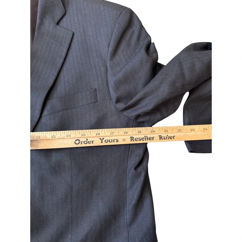 Brooks Brothers 346 Blazer Mens 40L Navy Blue Wool‎ Stretch Herringbone